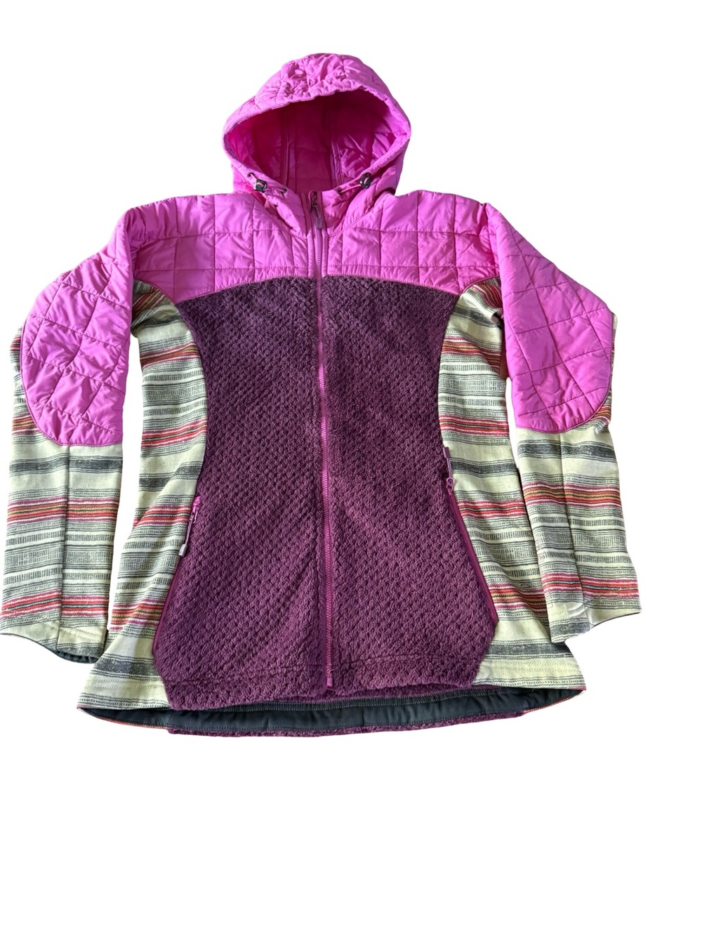 Burton [ak] Zulu Insulator Jacket Small Pink Stripe Hybrid Hooded Fleece